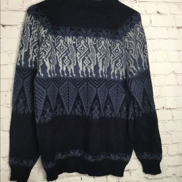 The Alpaca Connection Knit Sweater Pullover Navy Blue Made In Peru Size M - Picture 7 of 13